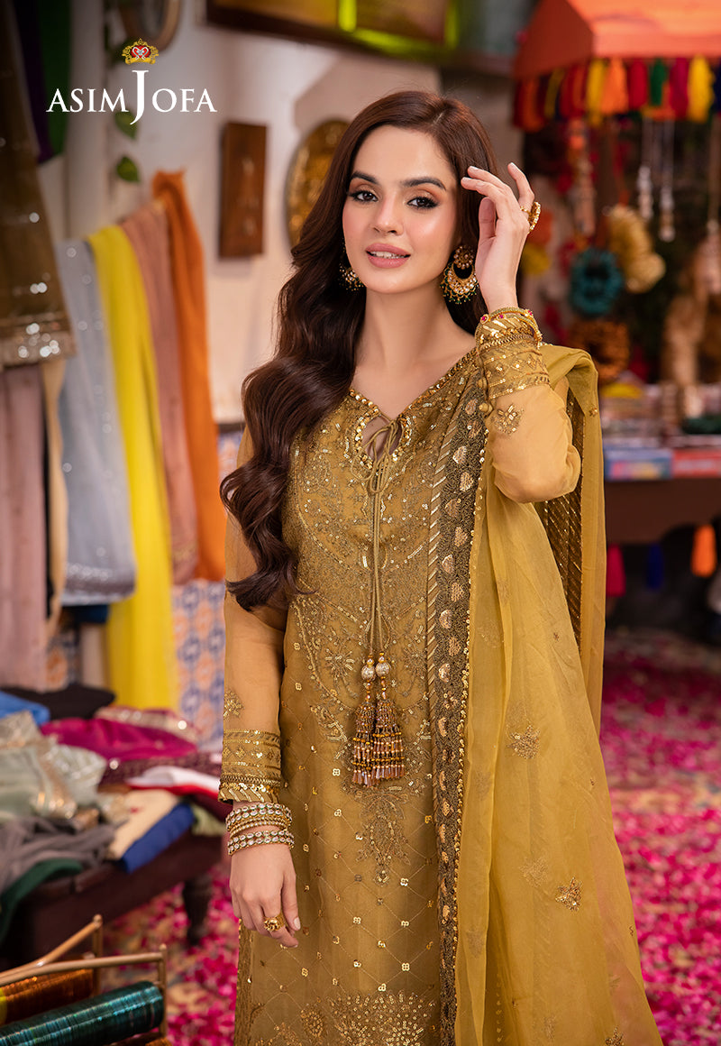 AJEM-22 EMBROIDERED ORGANZA 3 PCS |Asim Jofa