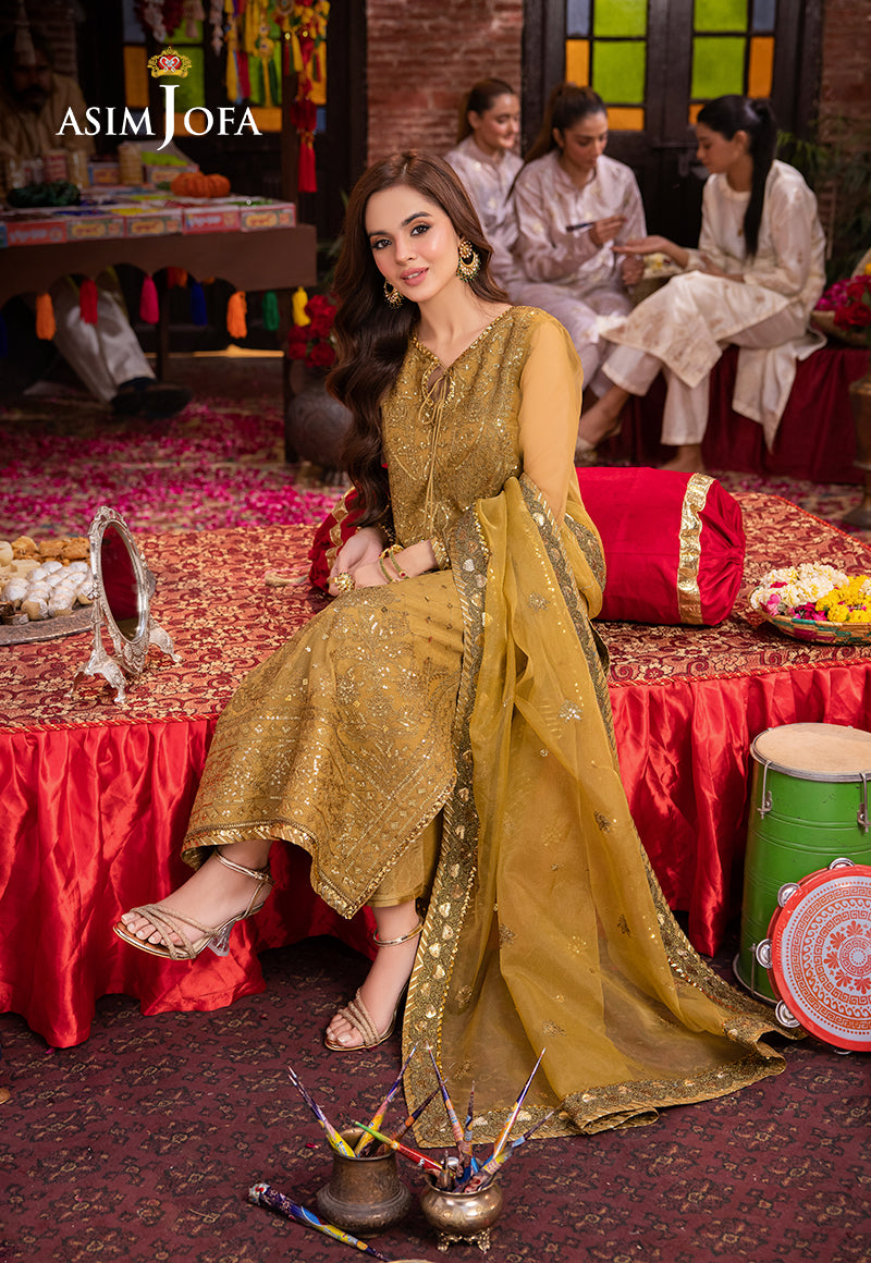 AJEM-22 EMBROIDERED ORGANZA 3 PCS |Asim Jofa