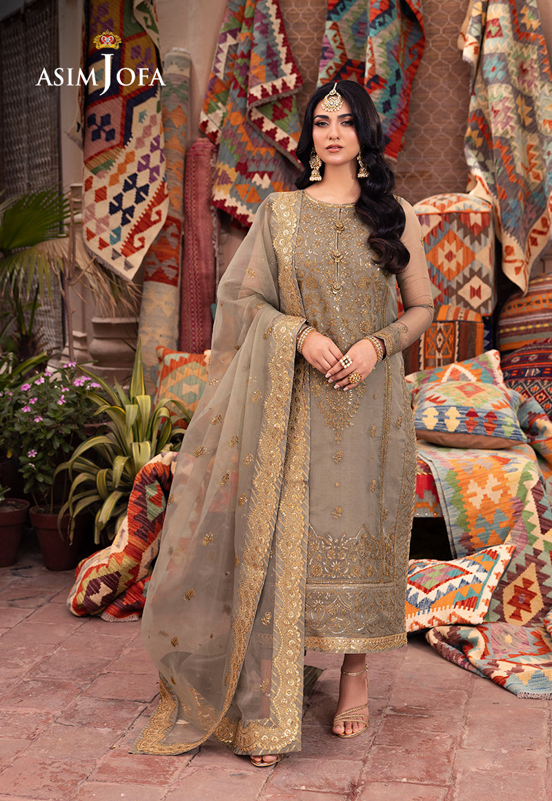 AJEM-17 EMBROIDERED ORGANZA 3 PCS |Asim Jofa