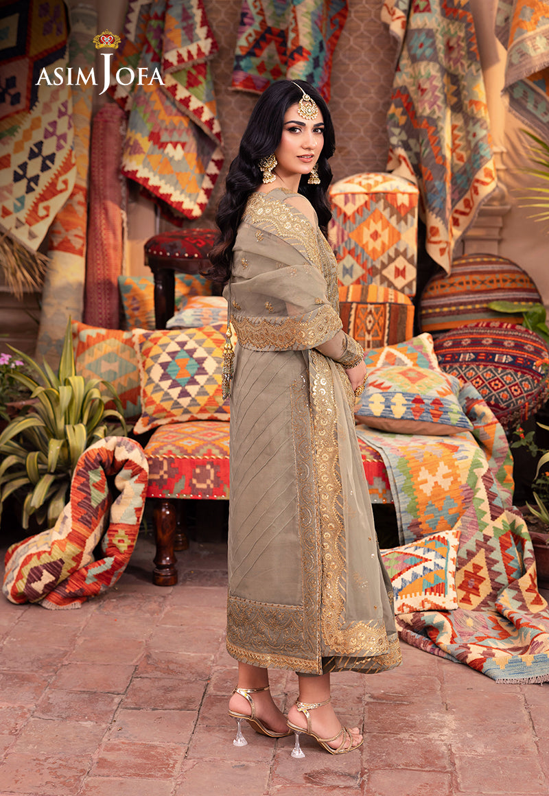 AJEM-17 EMBROIDERED ORGANZA 3 PCS |Asim Jofa