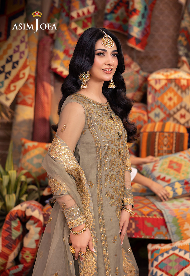 AJEM-17 EMBROIDERED ORGANZA 3 PCS |Asim Jofa