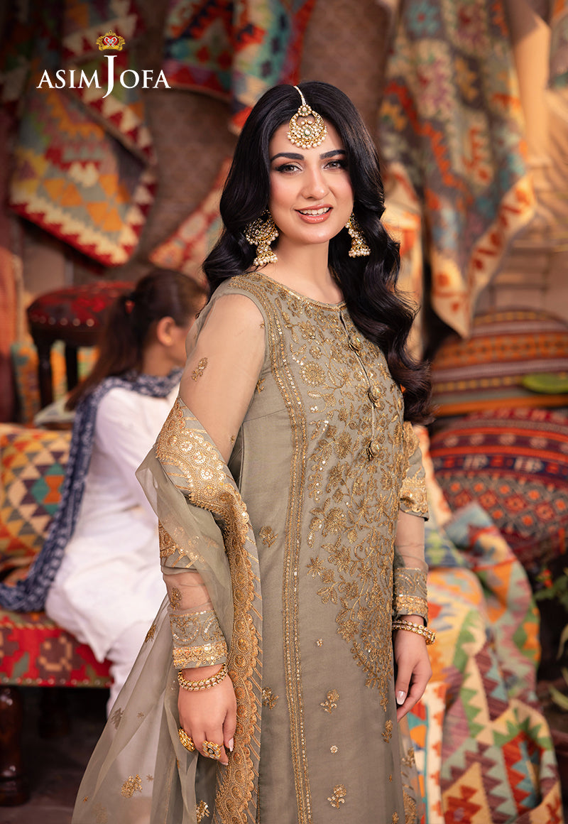 AJEM-17 EMBROIDERED ORGANZA 3 PCS |Asim Jofa