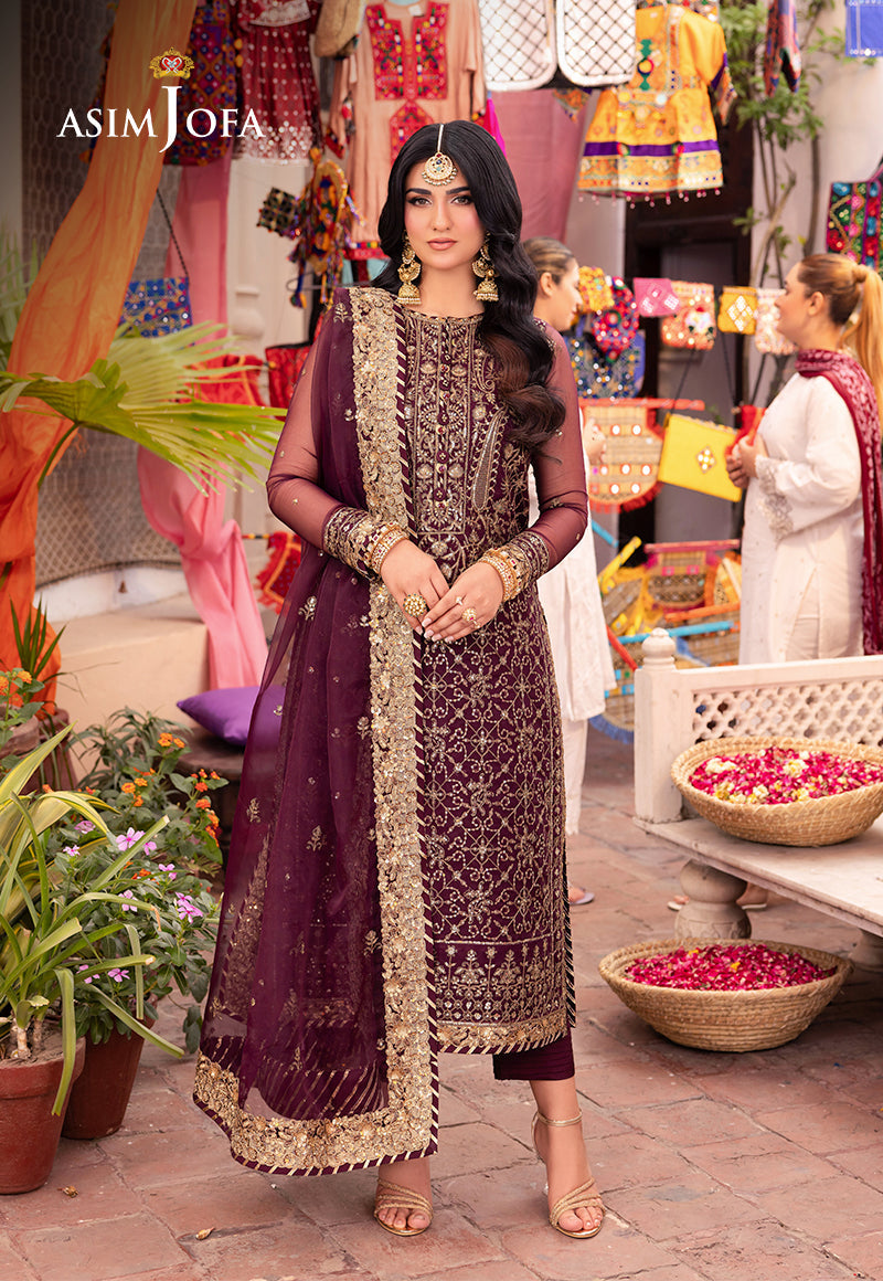 AJEM-24 EMBROIDERED ORGANZA 3 PCS |Asim Jofa