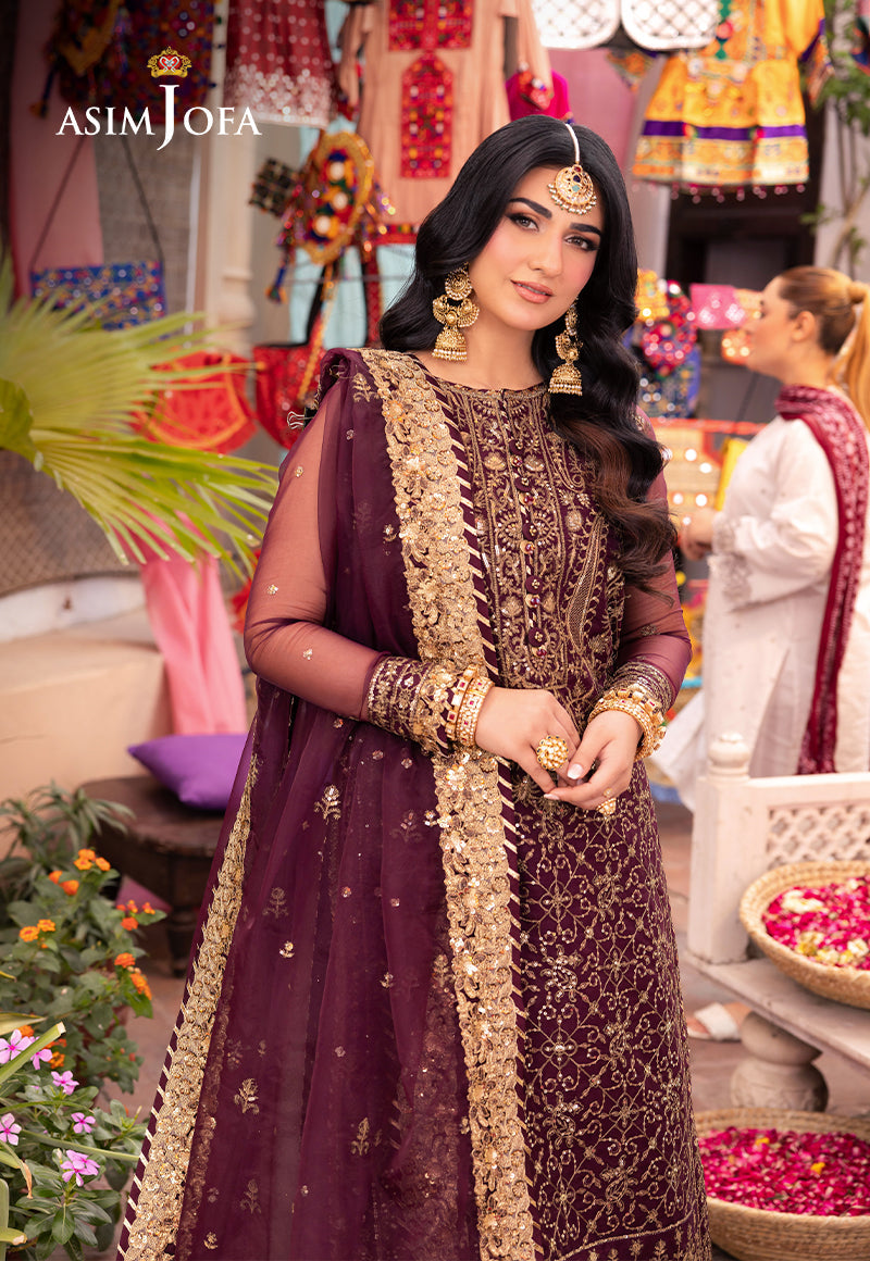 AJEM-24 EMBROIDERED ORGANZA 3 PCS |Asim Jofa