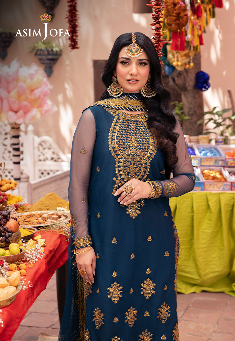 AJEM-07 EMBROIDERED NET 3 PCS |Asim Jofa