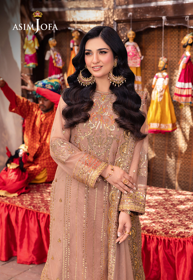 AJEM-09 EMBROIDERED NET 3 PCS |Asim Jofa