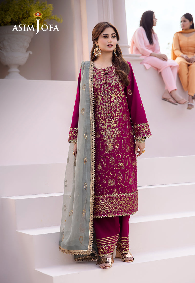 AJCF-12 EMBROIDERED BOSKI SILK 3 PCS | EMBROIDERED | Asim Jofa