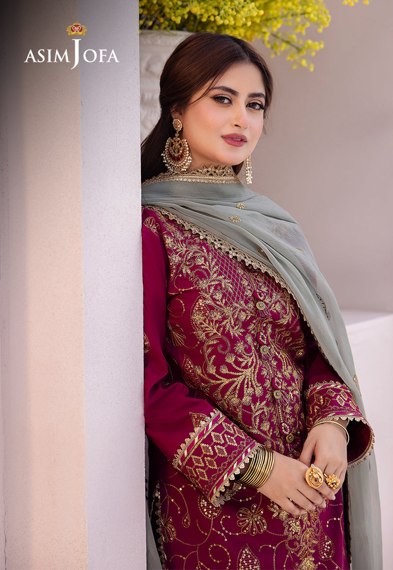 AJCF-12 EMBROIDERED BOSKI SILK 3 PCS | EMBROIDERED | Asim Jofa