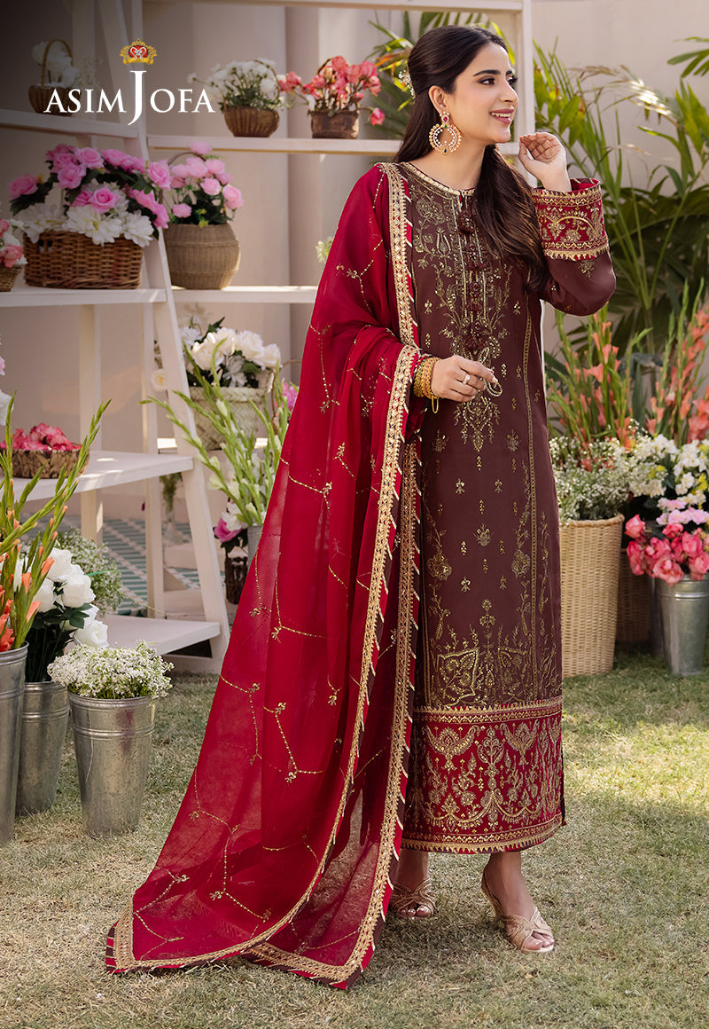 AJCF-27 EMBROIDERED BOSKI SILK 3 PCS | EMBROIDERED | Asim Jofa