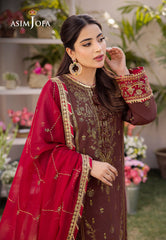 AJCF-27 EMBROIDERED BOSKI SILK 3 PCS | EMBROIDERED | Asim Jofa