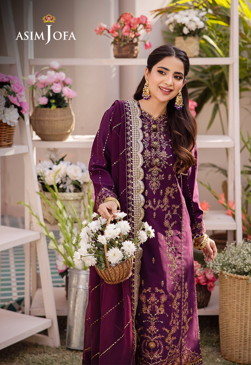 AJCF-22 EMBROIDERED BOSKI SILK 3 PCS | EMBROIDERED | Asim Jofa