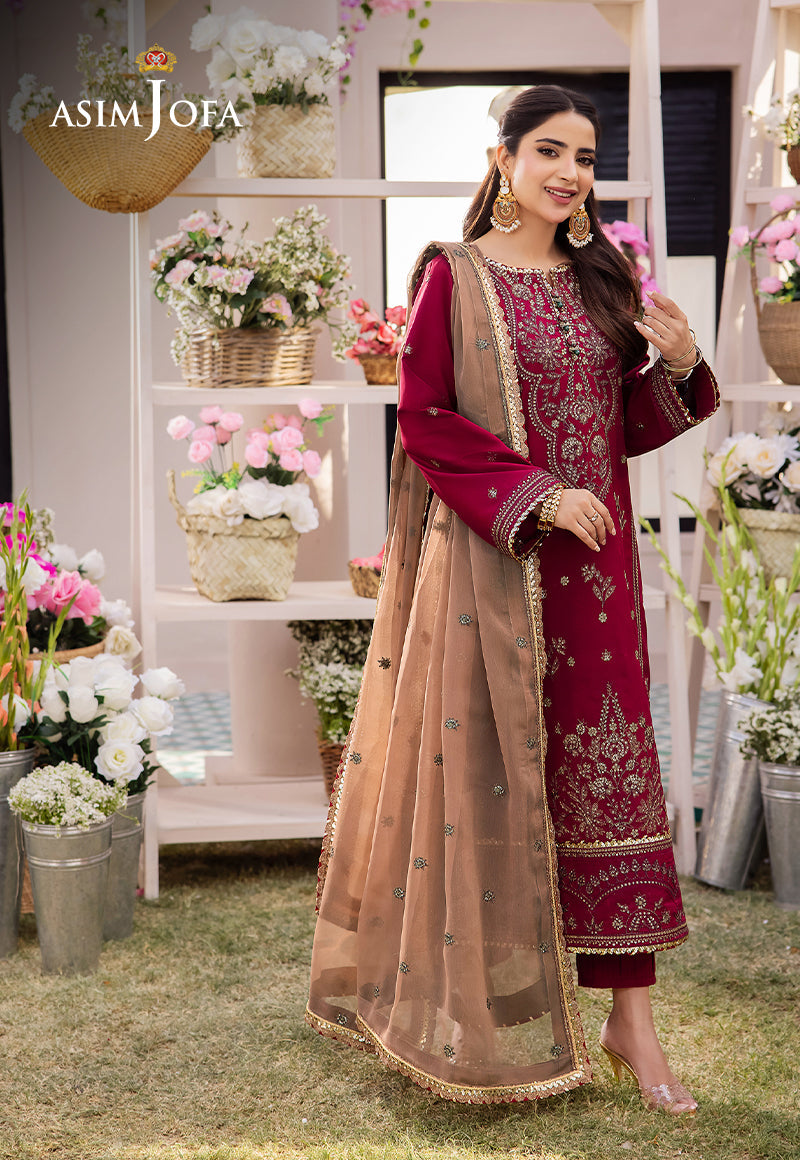 AJCF-20 EMBROIDERED BOSKI SILK 3 PCS | EMBROIDERED | Asim Jofa