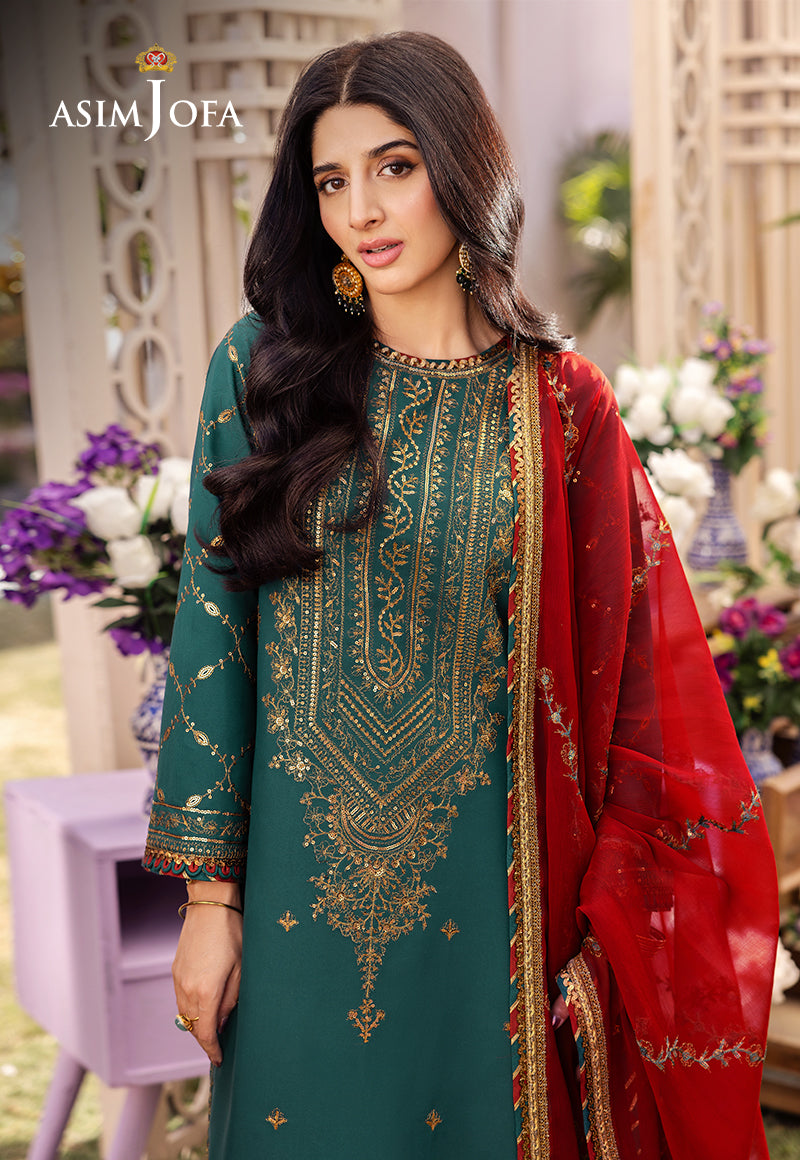 AJCF-23 EMBROIDERED JUMBO SILK 3 PCS | EMBROIDERED | Asim Jofa