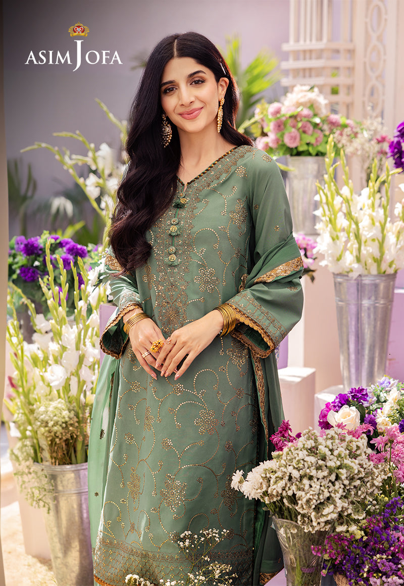 AJCF-15 EMBROIDERED JUMBO SILK 3 PCS | EMBROIDERED | Asim Jofa