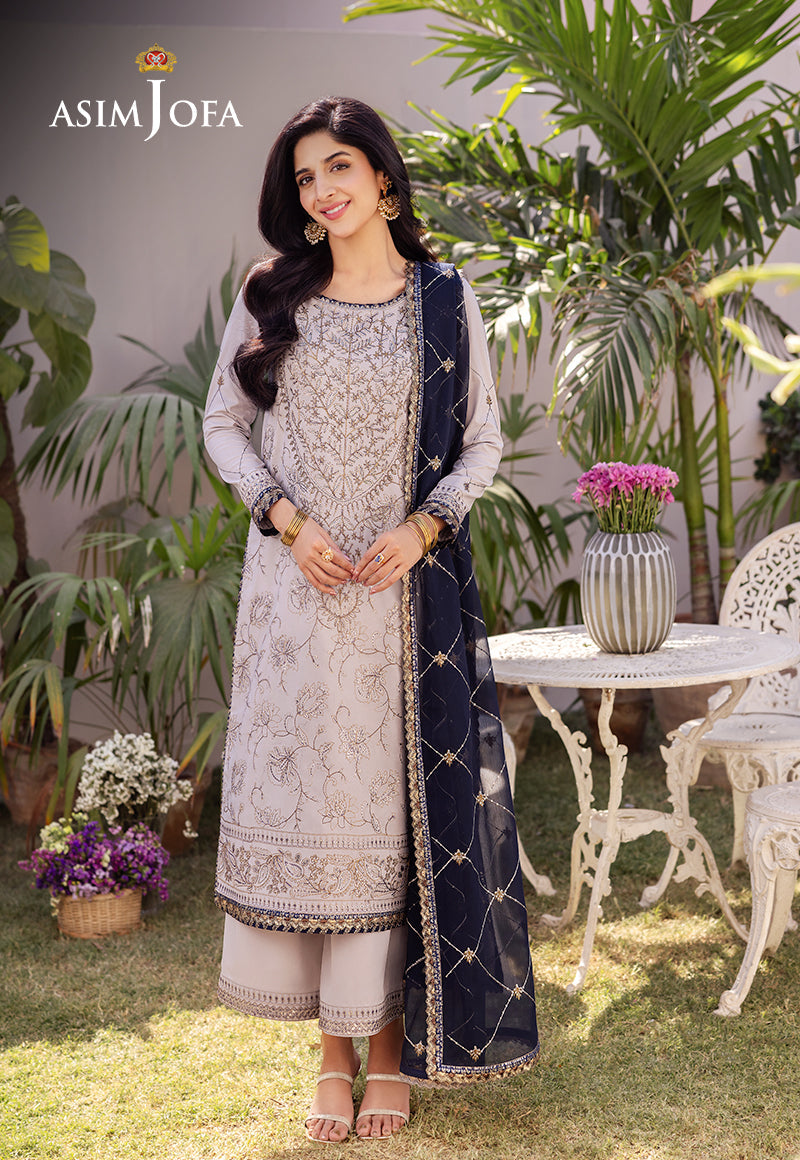 AJCF-13 EMBROIDERED BOSKI SILK 3 PCS | EMBROIDERED | Asim Jofa