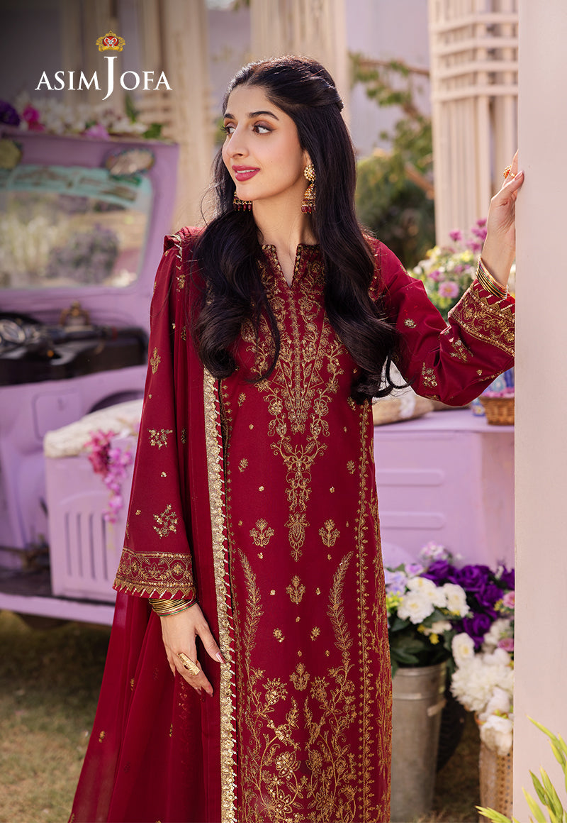 AJCF-28 EMBROIDERED BOSKI SILK 3 PCS | EMBROIDERED | Asim Jofa