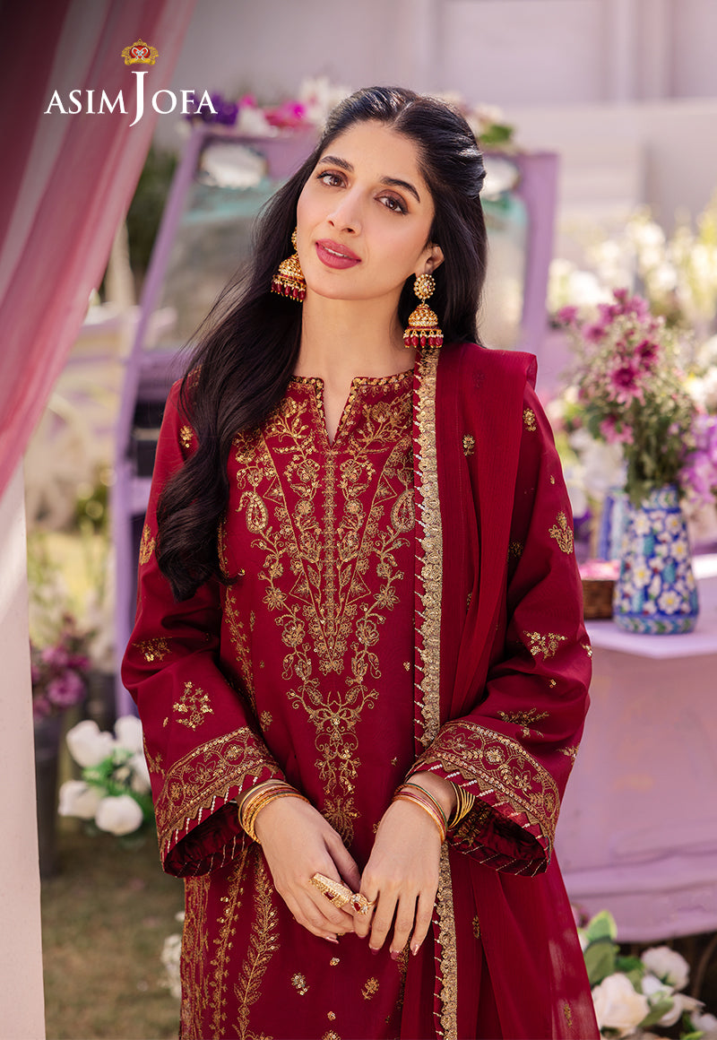 AJCF-28 EMBROIDERED BOSKI SILK 3 PCS | EMBROIDERED | Asim Jofa