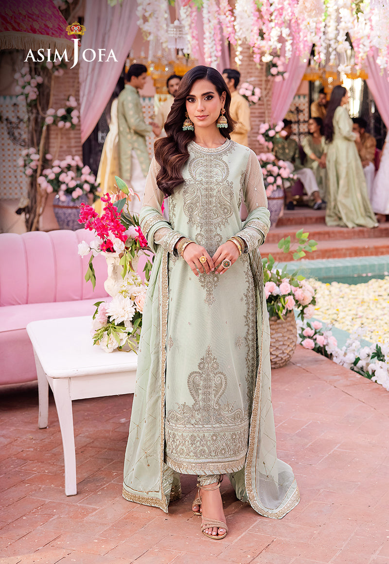 AJMJ-18 EMBROIDERED NET 3 PCS | EMBROIDERED | Asim Jofa