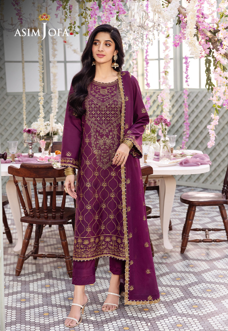 AJCF-07 EMBROIDERED JUMBO SILK 3 PCS | EMBROIDERED | Asim Jofa