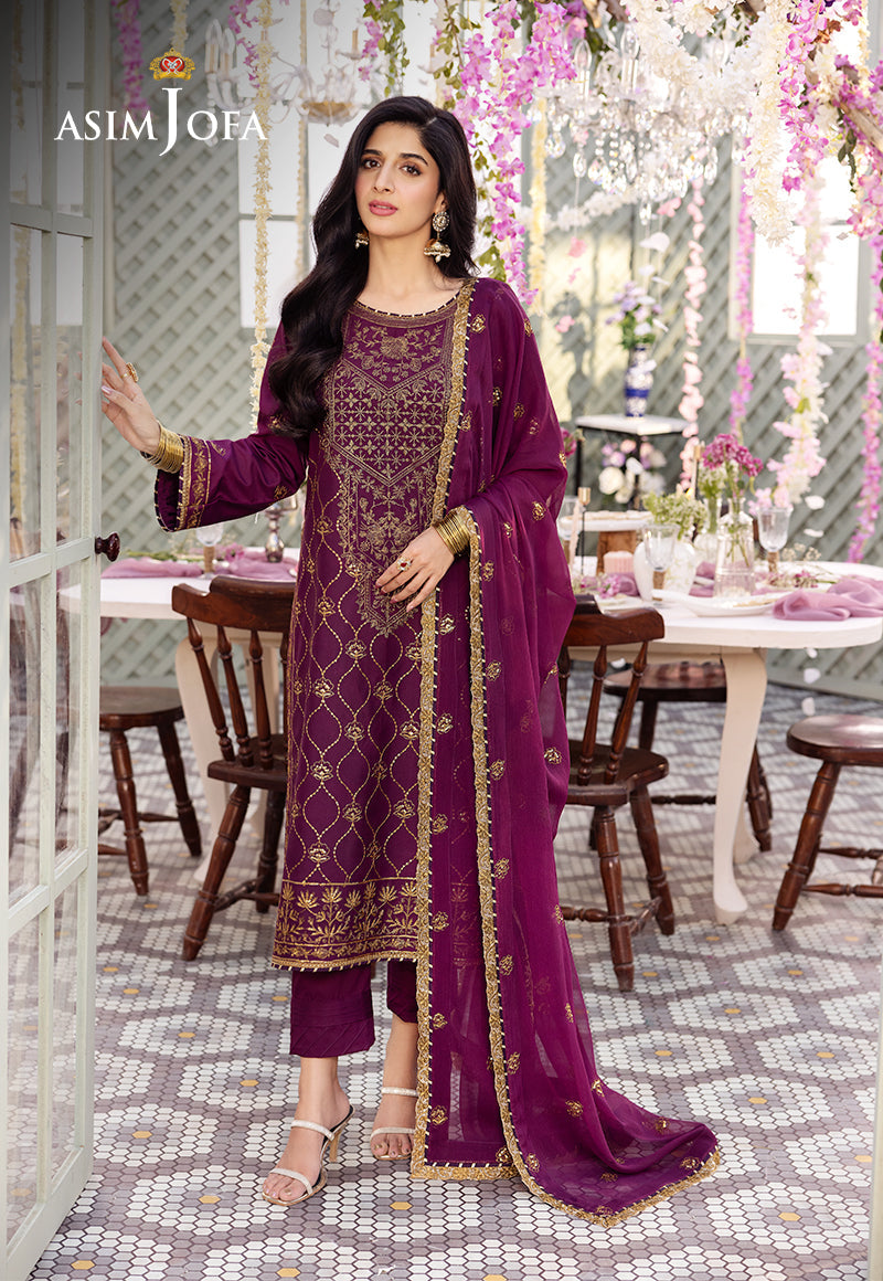 AJCF-07 EMBROIDERED JUMBO SILK 3 PCS | EMBROIDERED | Asim Jofa