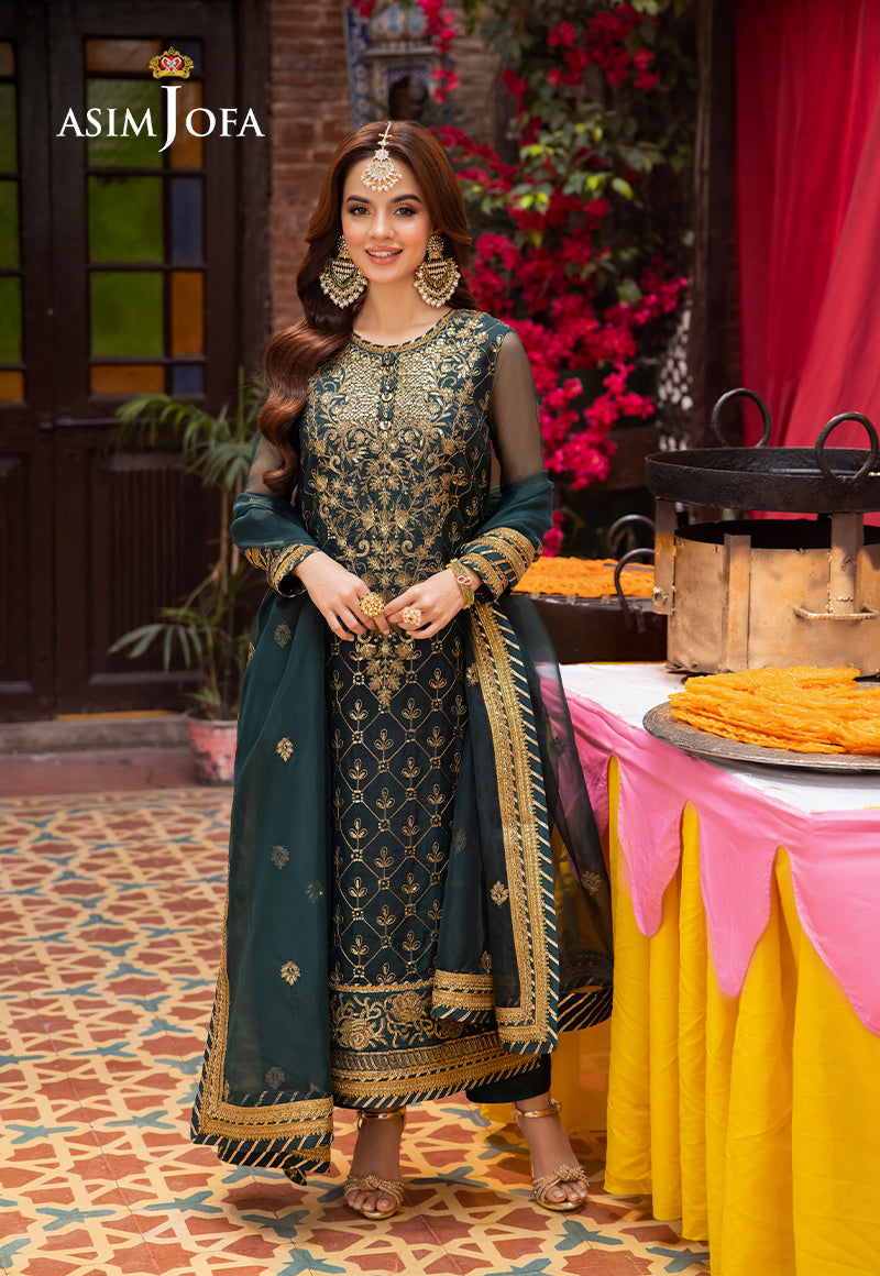 AJEM-25 EMBROIDERED ORGANZA 3 PCS |Asim Jofa