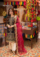 AJEM-14 EMBROIDERED ORGANZA 3 PCS |Asim Jofa