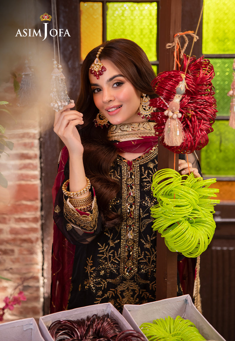 AJEM-14 EMBROIDERED ORGANZA 3 PCS |Asim Jofa