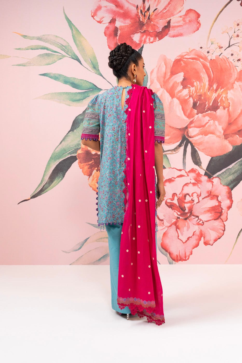 3 Pc Embroidered Two Way Slub Suit With Lawn Dupatta | Festive | Al Karam