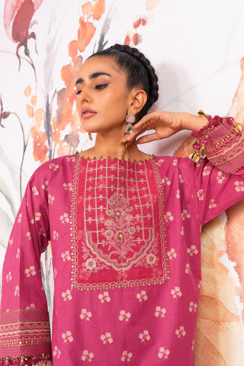 2 Pc Embroidered Cambric Suit With Cambric Trouser | Festive | Al Karam