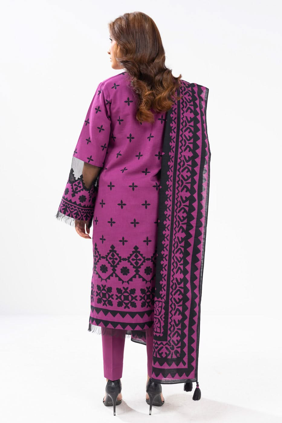 3 Piece Printed Khaddar Suit With Light Khaddar Dupatta | Winter | Al Karam