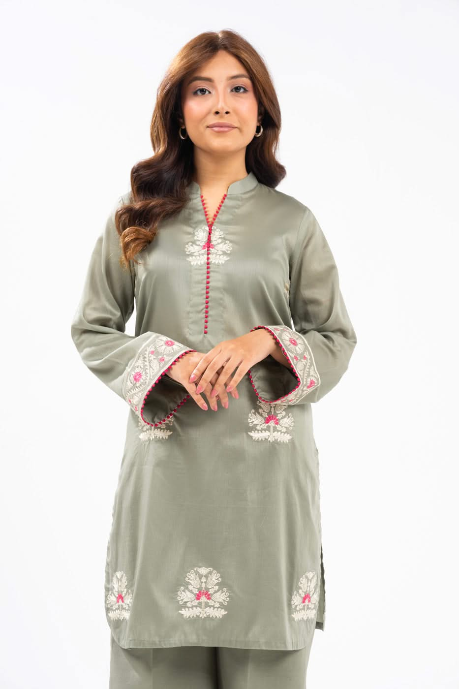 2 Piece embroidered  Cambric Suit with Dyed Trouser | Winter | Al Karam