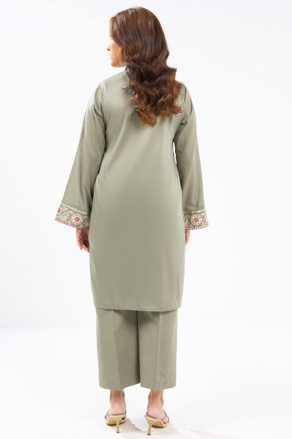 2 Piece embroidered  Cambric Suit with Dyed Trouser | Winter | Al Karam