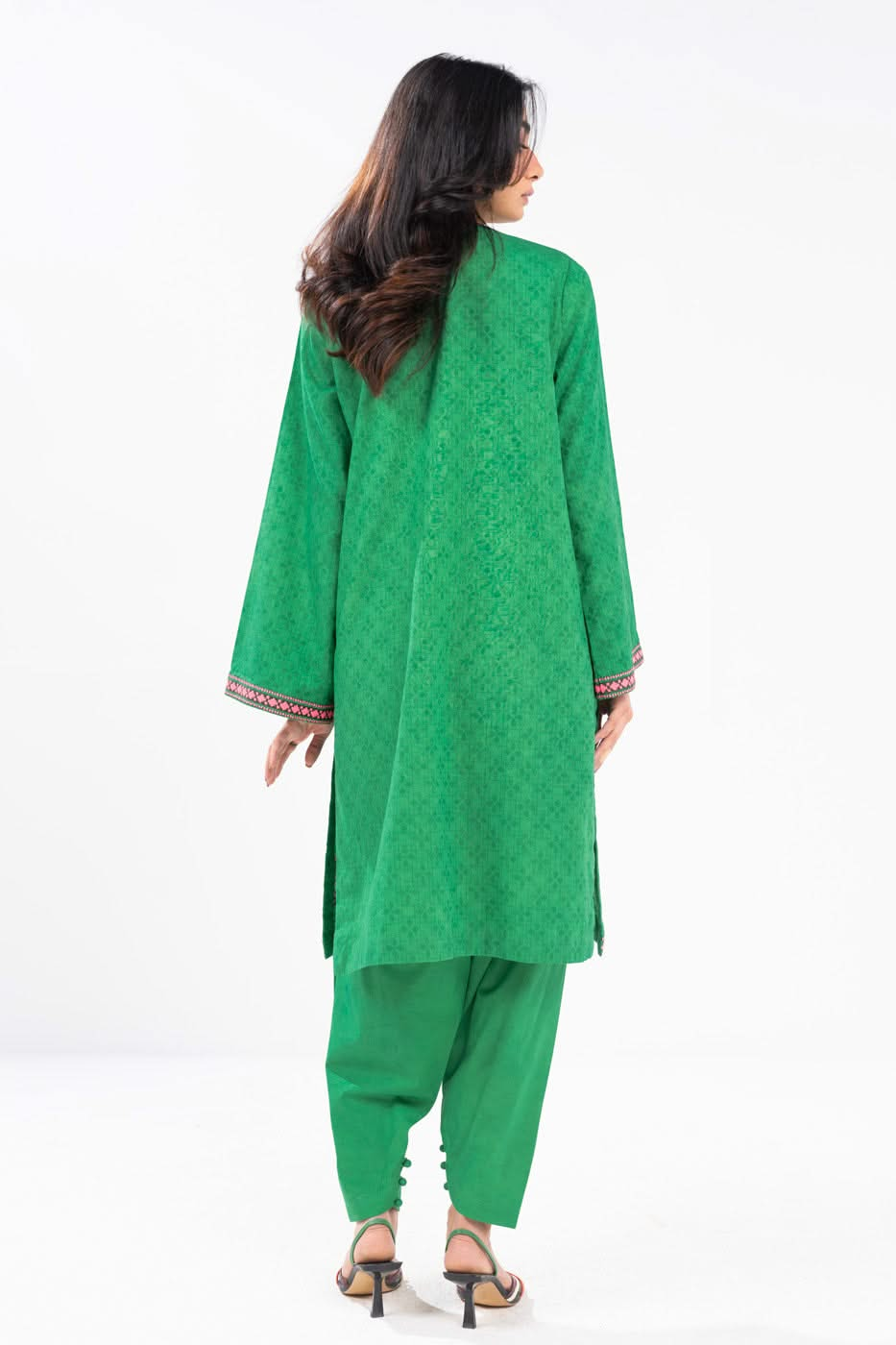 2 Piece Embroidered Self Jacquard Suit With Cambric Trouser | Winter | Al Karam