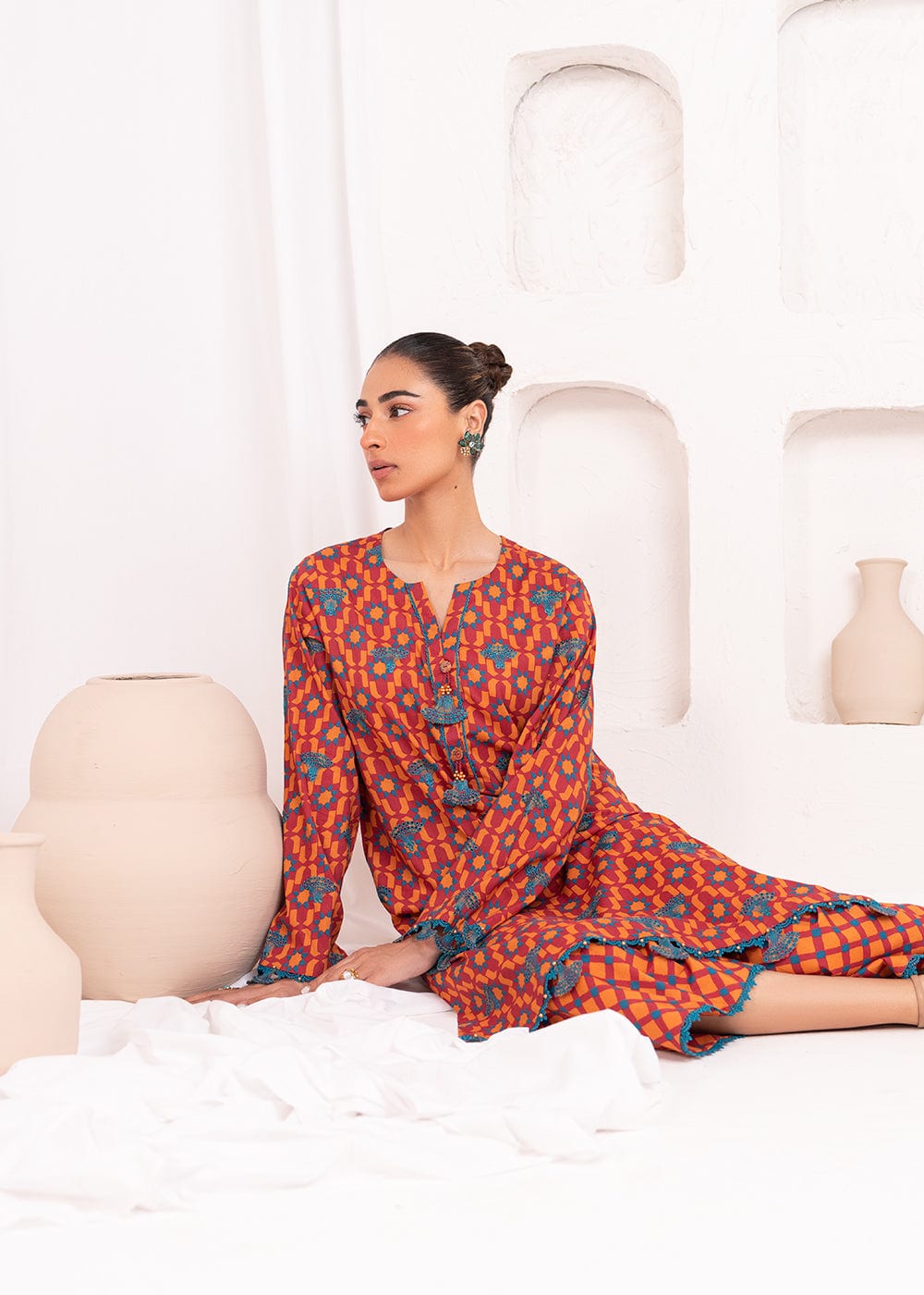 2 Pc Embroidered Lawn Viscose Suit With Lawn Viscose Trouser | Festive | Al Karam