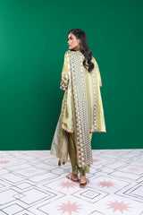 3 Pc Printed Chamois Silk Suit With Tissue Silk Dupatta | Festive | Al Karam