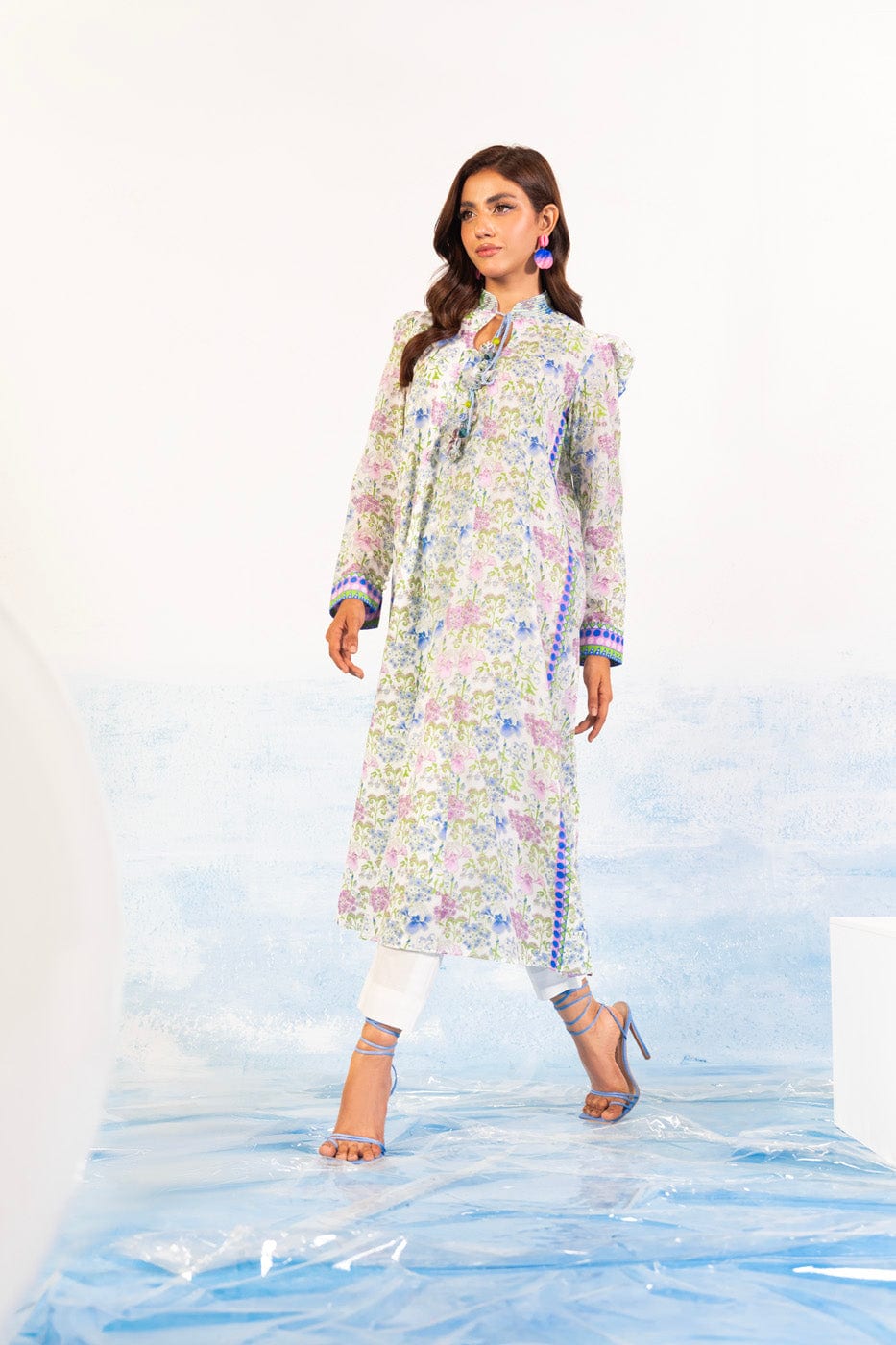 1 Pc Printed Silver Lawn Shirt   | Silver | Al Karam