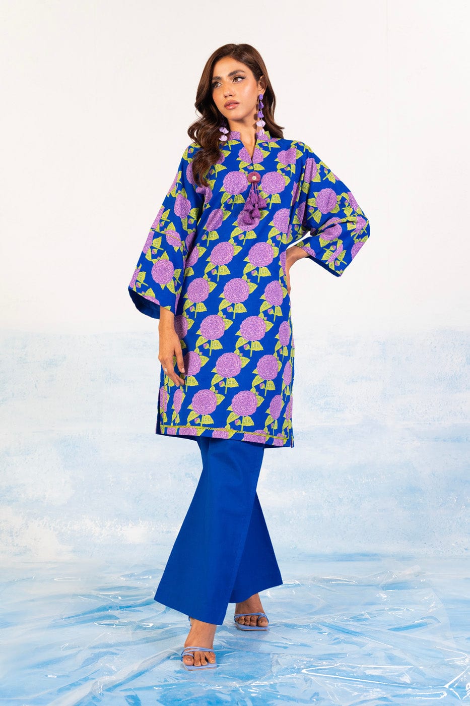 1 Pc Printed Silver Lawn Shirt   | Silver | Al Karam