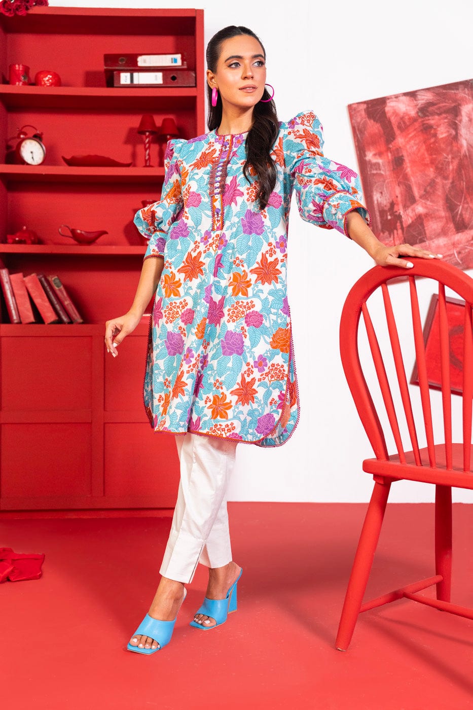 1 Pc Printed Lawn Shirt | Silver | Al Karam