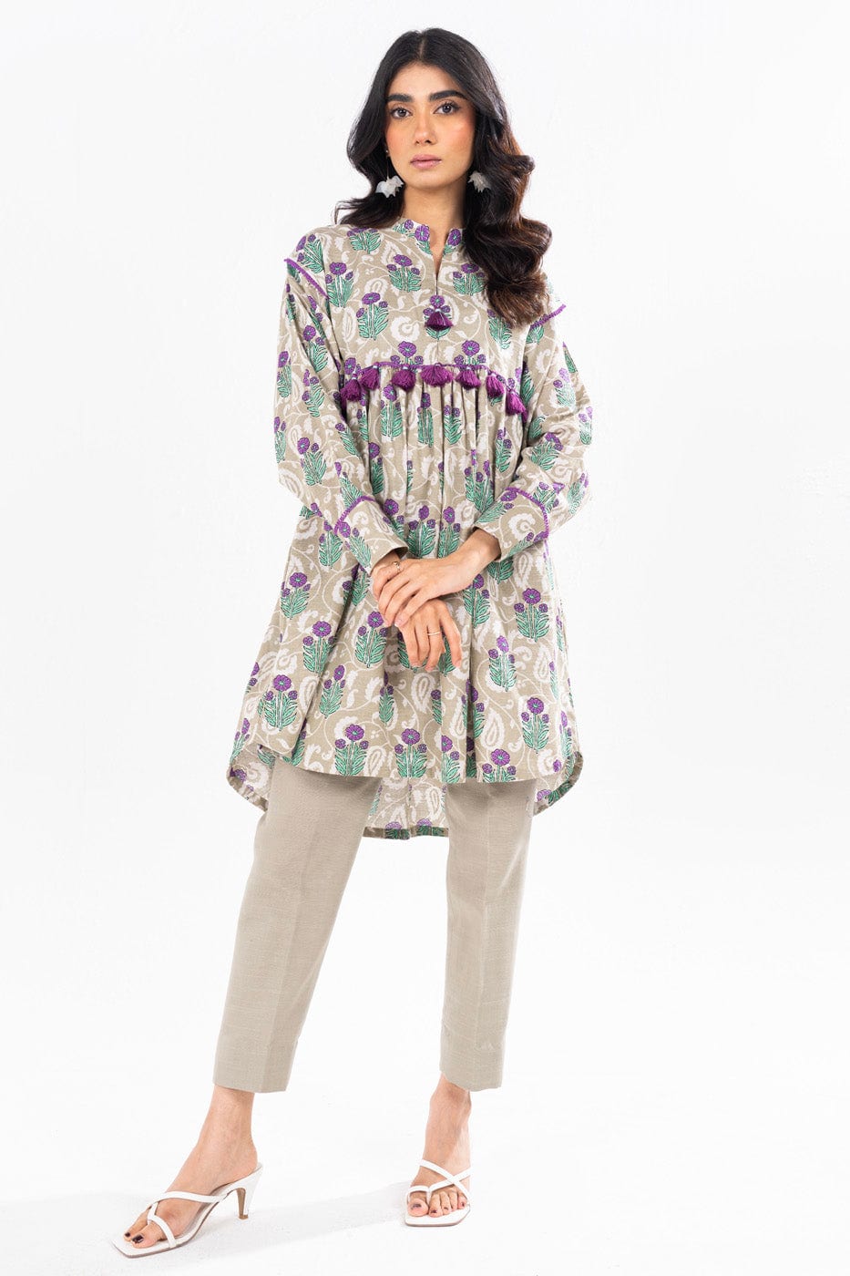 1 Pc Printed Khaddar Shirt  | Silver | Al Karam