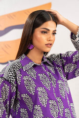 1 Pc Printed Cambric Shirt  | Silver | Al Karam