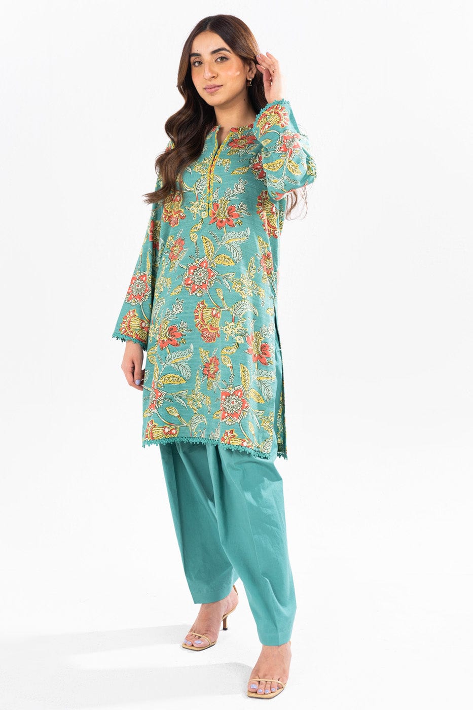 1 Pc Printed Khaddar Shirt  | Silver | Al Karam