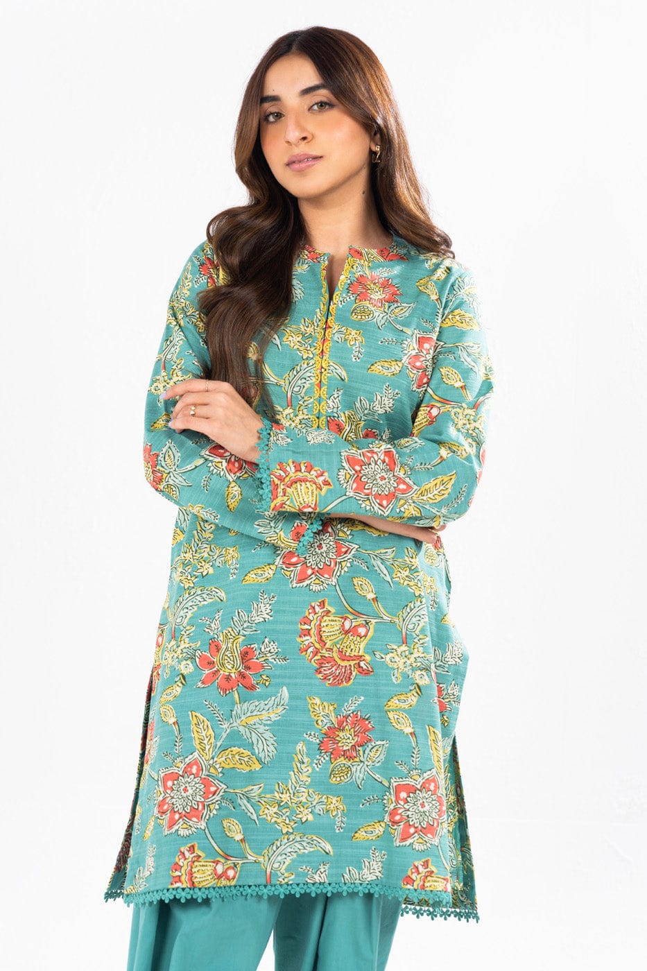 1 Pc Printed Khaddar Shirt  | Silver | Al Karam