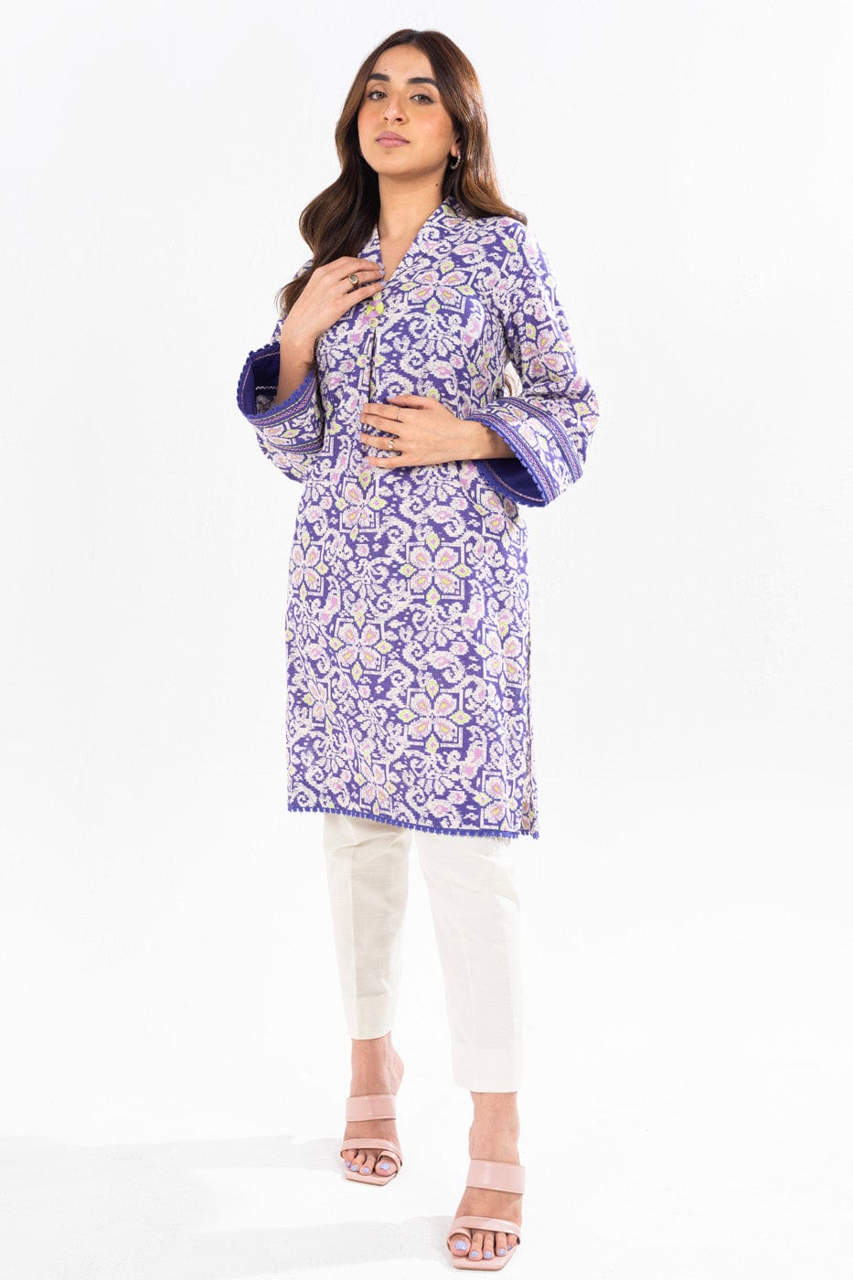 1 Pc Printed Khaddar Shirt  | Silver | Al Karam