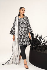 2 Pc Printed Lawn Shirt With Lawn Dupatta | Silver | Al Karam