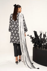 2 Pc Printed Lawn Shirt With Lawn Dupatta | Silver | Al Karam