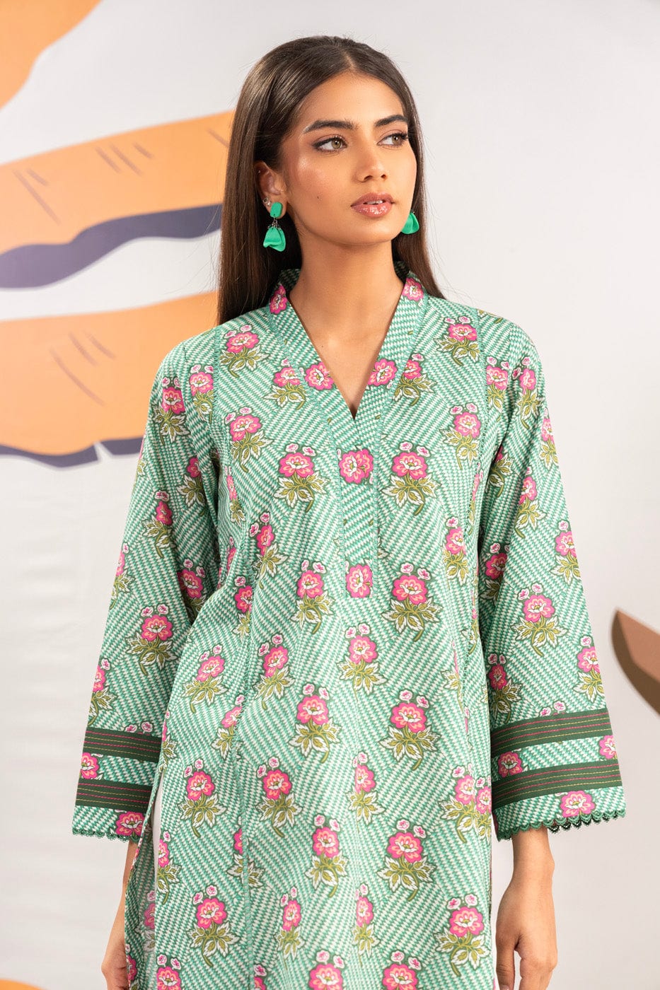 1 Pc Printed Cambric Shirt | Silver | Al Karam