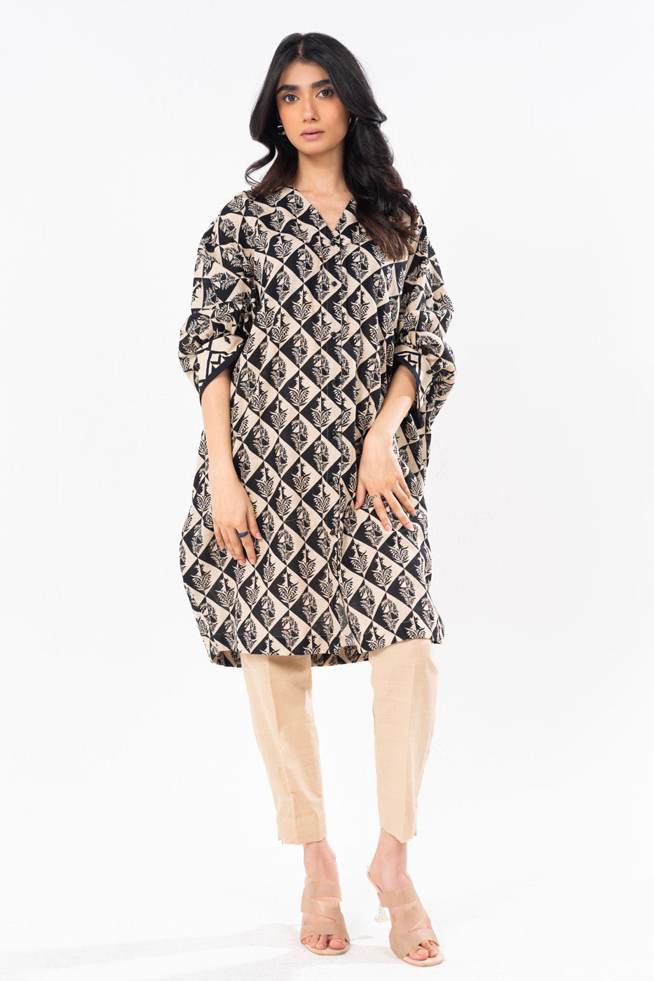 1 Pc Printed Khaddar Shirt  | Silver | Al Karam