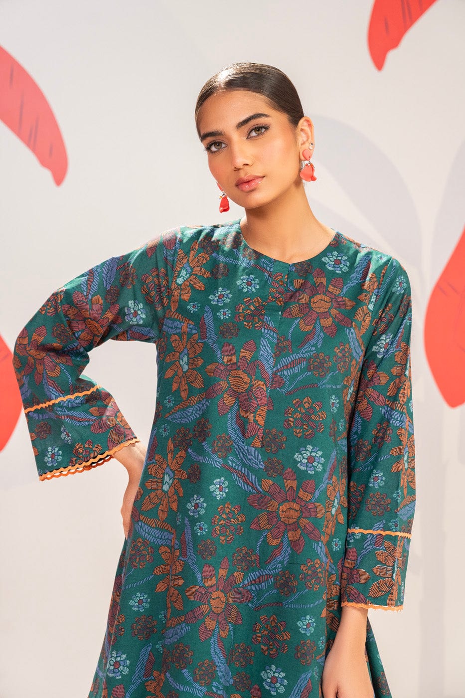 1 Pc Printed Cambric Shirt  | Silver | Al Karam