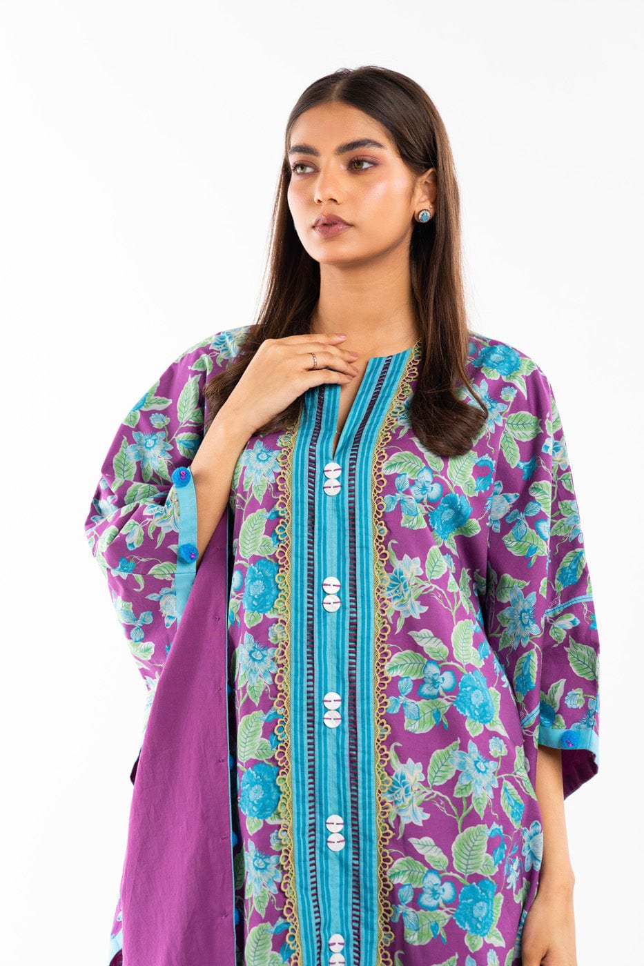 1 Pc Printed Lawn Shirt | Silver | Al Karam