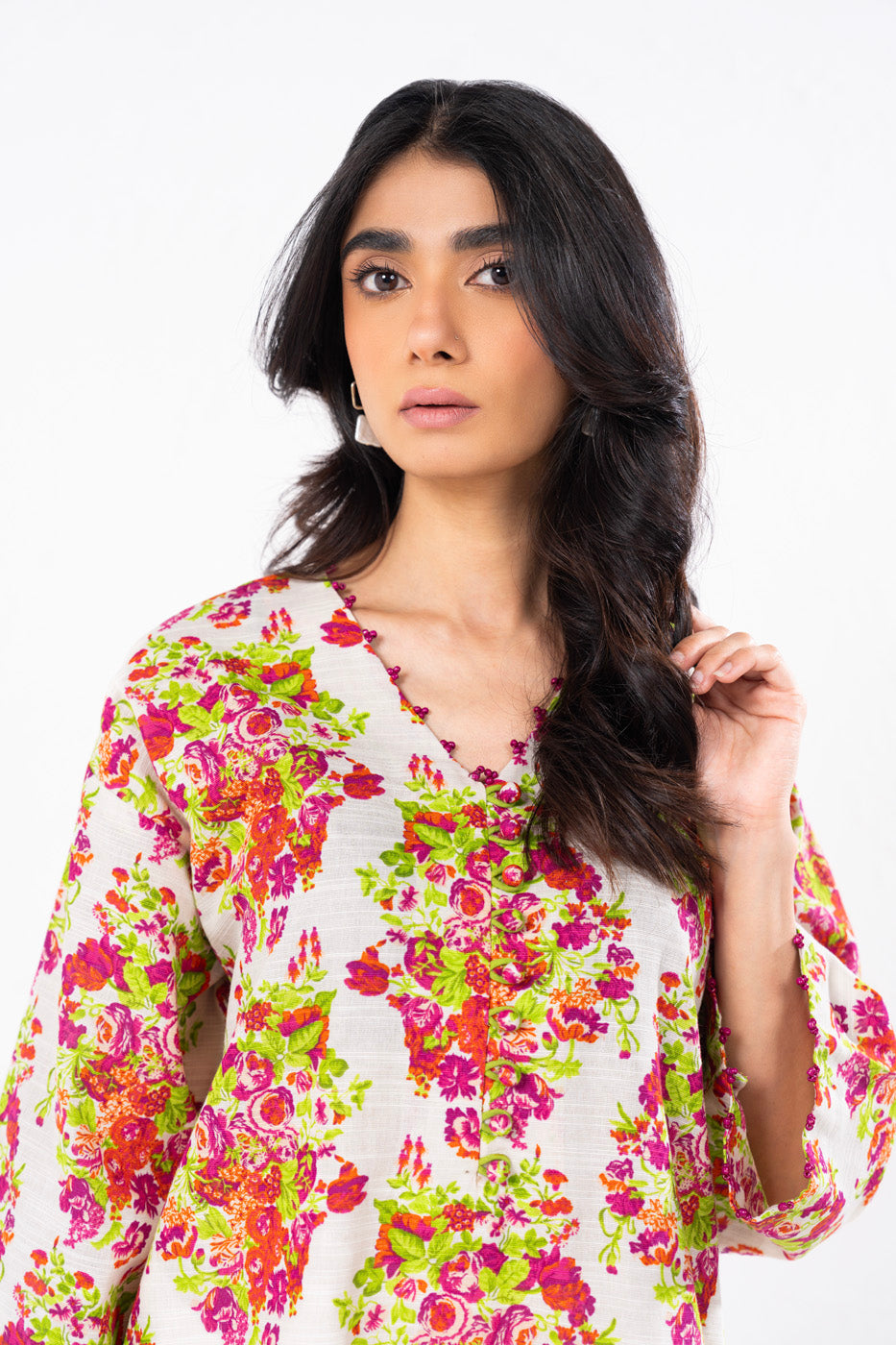 1 Pc Printed Khaddar Shirt  | Silver | Al Karam